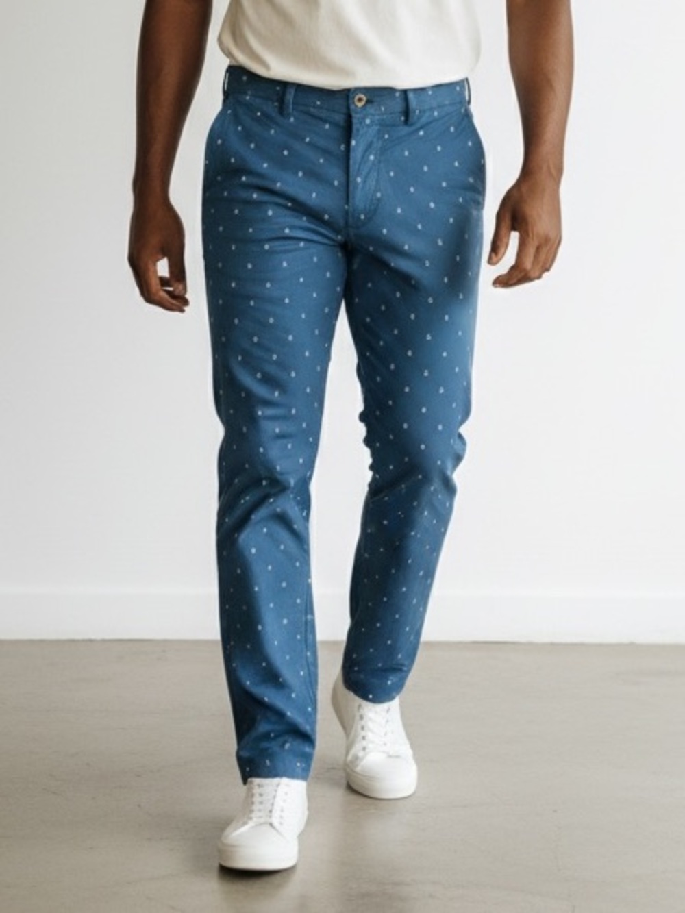 Bar III Men's Slim Fit Blue Anchor Print Pants Size 34 Preppy